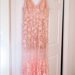 Gianni Bini gown size 12- Blush pink color with embroidered sheer flower detail